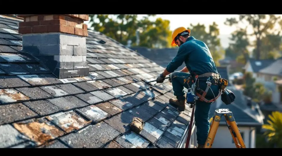 Professional roofing crew installing heavy-duty architectural composition shingles on a commercial facility in Medford.